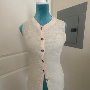Cream and tan button-up vest